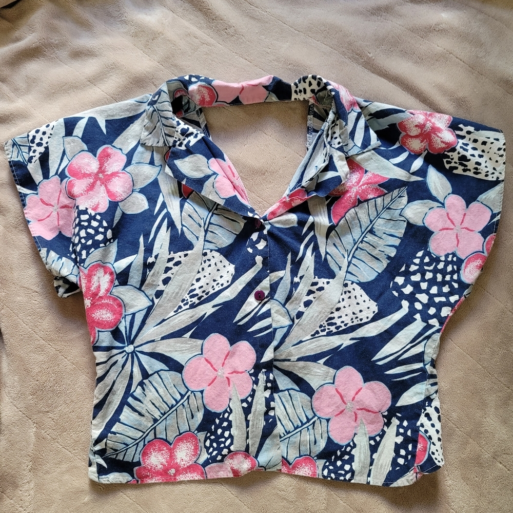 Vintage 90s Floral Top - NO SIZE, No Brand (fits like an extra small)